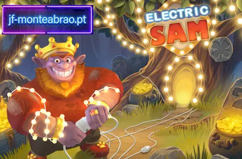 Electric SAM slot game screen showing neon trolls and fruit symbols